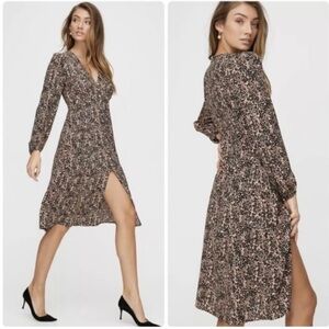 Aritzia Black and Brown Patterned Dress